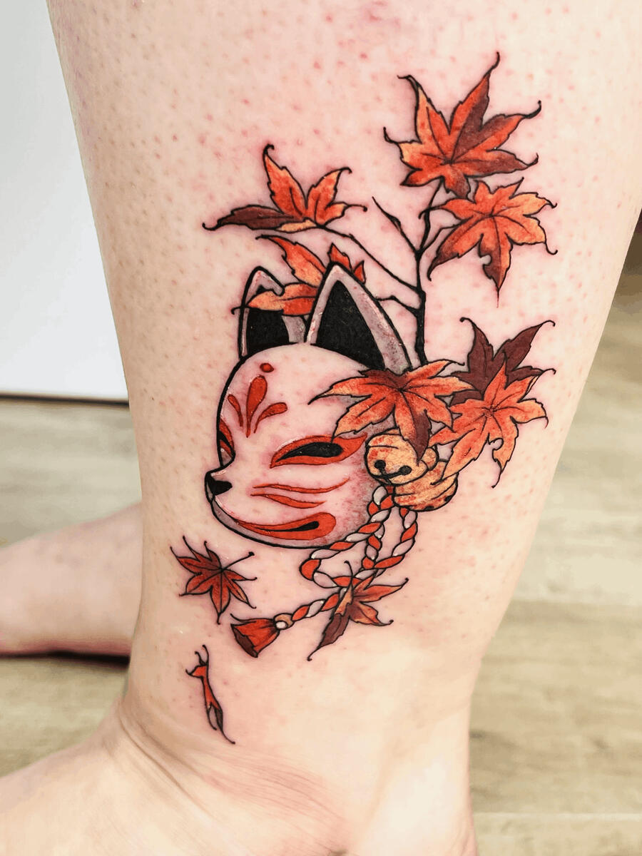 tattoo masque kitsune couleur