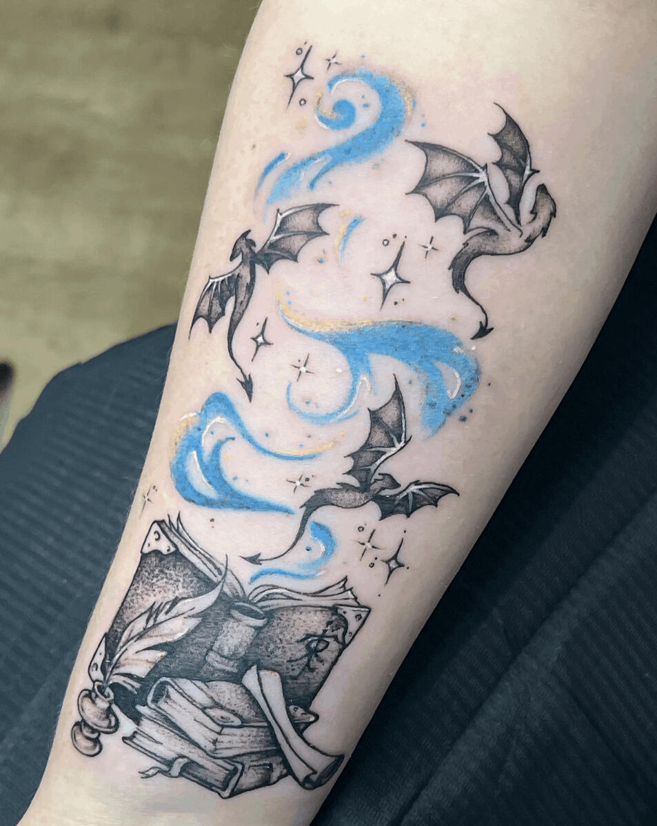tattoo dragon fantasy romantasy livre couleur