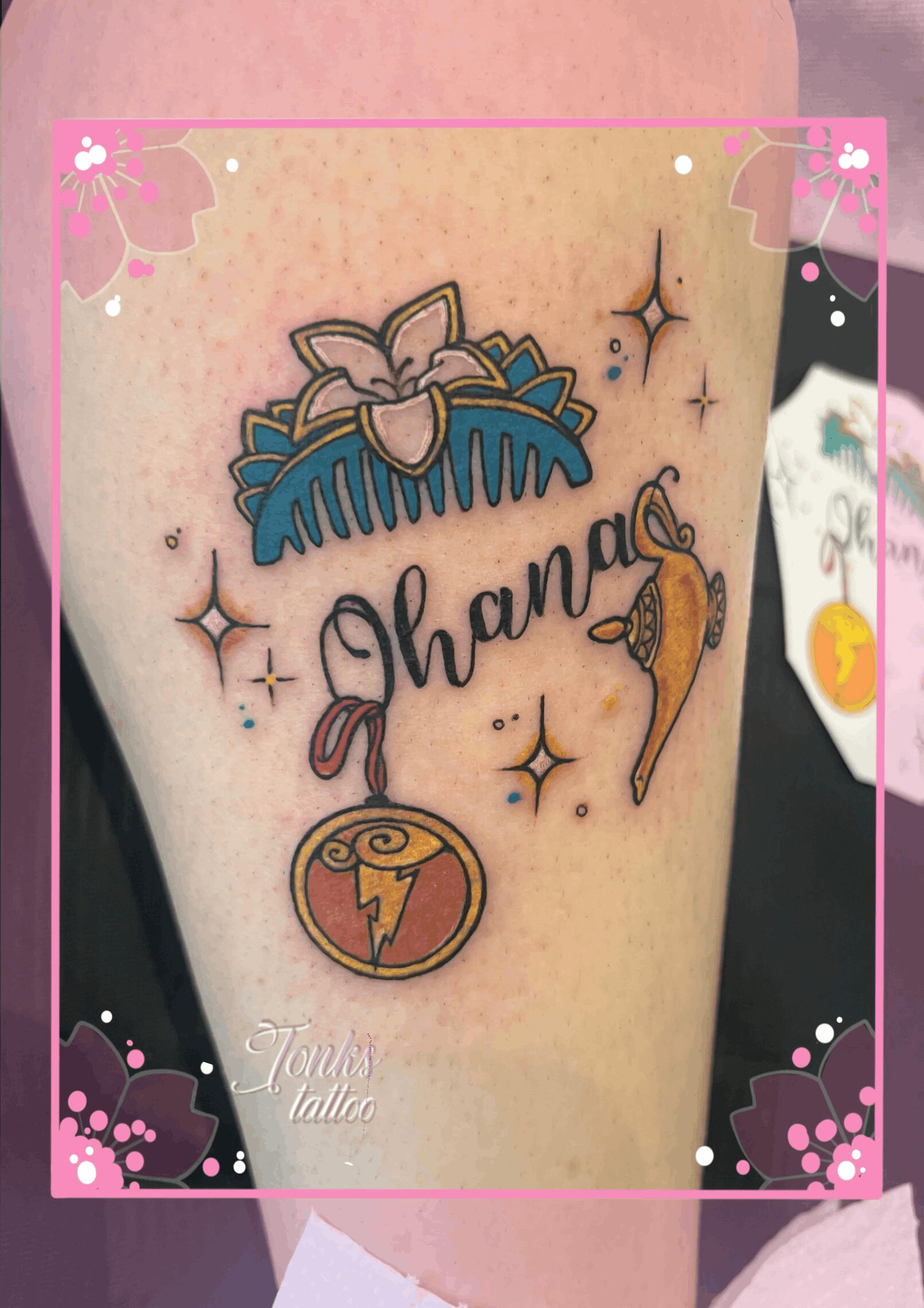 Tattoo Disney couleur Ohana Lilo & Stitch Aladdin Mulan Hercule